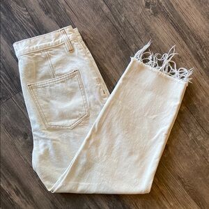 We The Free Frayed Hem Cream Jeans